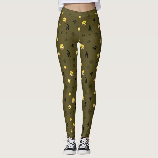"Schattigee Emoji Pattern Emotion Faces" Leggings (Voorkant)