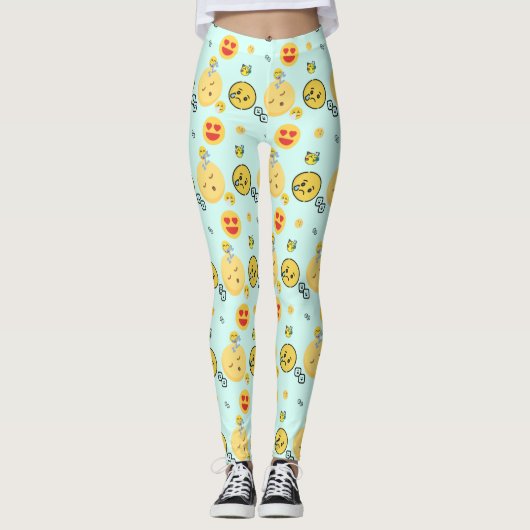 "Schattigee Emoji Pattern Enjoy Faces" Leggings (Voorkant)