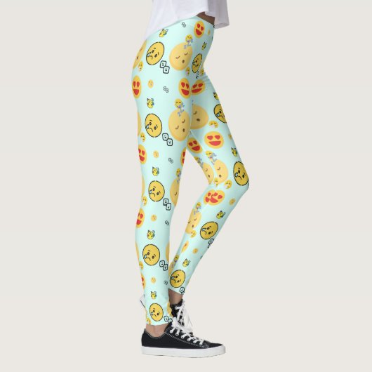 "Schattigee Emoji Pattern Enjoy Faces" Leggings (Rechts)