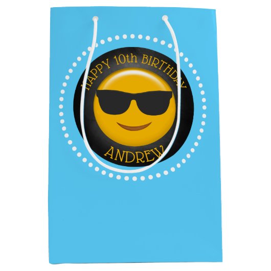 Schattigee Emoji verjaardagsfeestje gepersonalisee Medium Cadeauzakje (Voorkant)