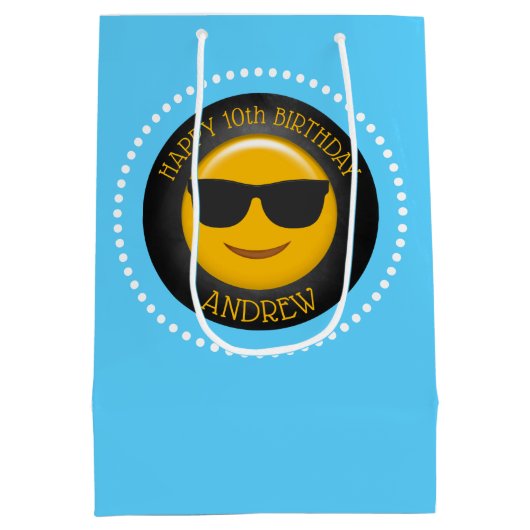 Schattigee Emoji verjaardagsfeestje gepersonalisee Medium Cadeauzakje (Achterkant)