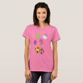 Schattigee Emoji Vrouwen T-shirt – Roze & Blauwe V (Voorkant volledig)