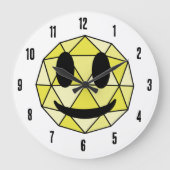 Schattigee Emoticon Geometrische Emoji Geel Happy  Grote Klok (Voorkant)