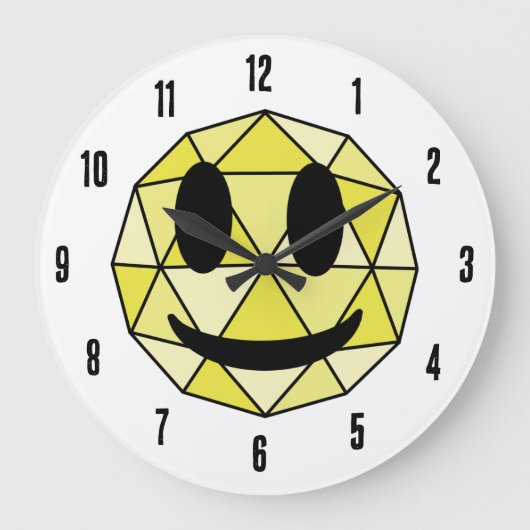 Schattigee Emoticon Geometrische Emoji Geel Happy  Grote Klok (Voorkant)