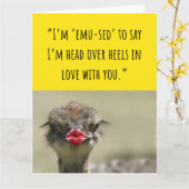 Schattigee Emu Vogel Grappige Valentijn Kaarten (Gele Bloem)