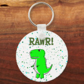 Schattigee en Angry T-Rex RAWR Paint Splatter Sleutelhanger (Voorkant)