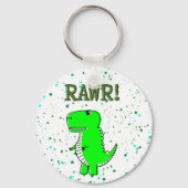 Schattigee en Angry T-Rex RAWR Paint Splatter Sleutelhanger (Achterkant)