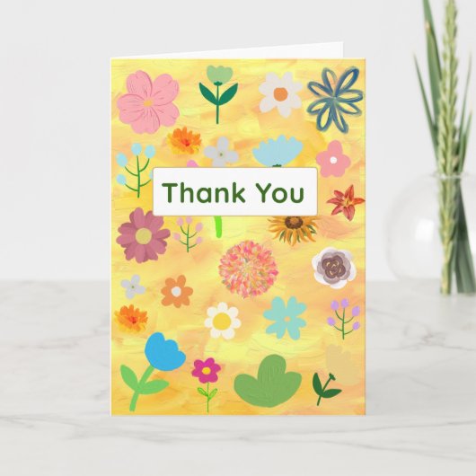 Schattigee en  Bloemen Dankjewel Kaart (Voorkant)