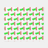Schattigee en boze groene Cartoon T-Rex dinosaurus Fleece Deken (Voorkant (Horizontaal))