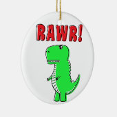 Schattigee en boze groene Cartoon T-Rex dinosaurus Keramisch Ornament (Rechts)