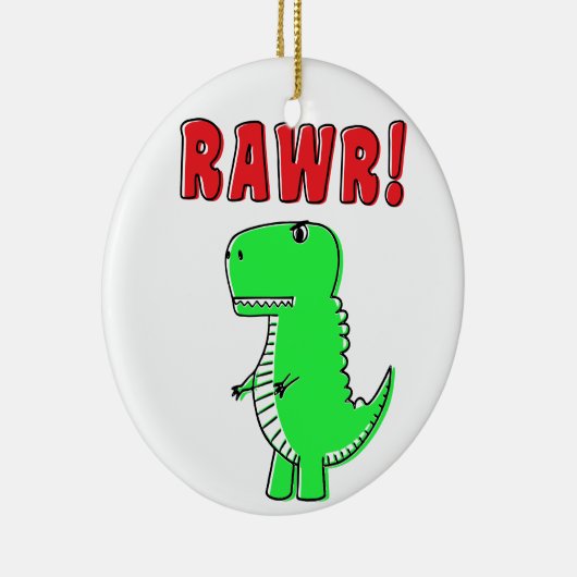 Schattigee en boze groene Cartoon T-Rex dinosaurus Keramisch Ornament (Rechts)