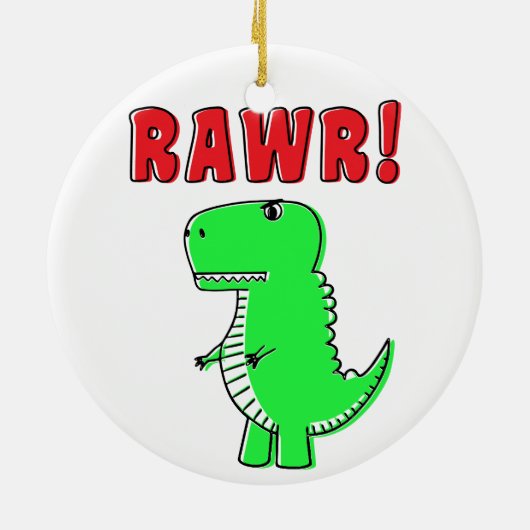 Schattigee en boze groene Cartoon T-Rex dinosaurus Keramisch Ornament (Achterkant)