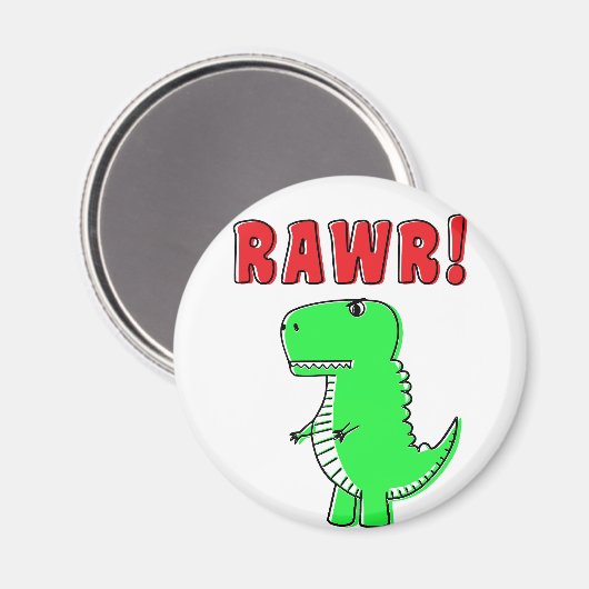 Schattigee en boze groene Cartoon T-Rex dinosaurus Magneet (Voorkant / Achterkant)