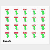 Schattigee en boze groene Cartoon T-Rex dinosaurus Ronde Sticker (Vel)