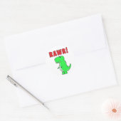 Schattigee en boze groene Cartoon T-Rex dinosaurus Ronde Sticker (Envelop)