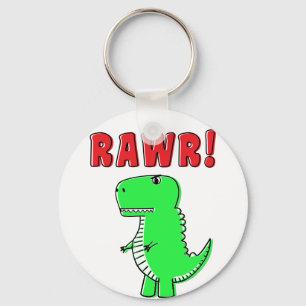 Schattigee en boze groene Cartoon T-Rex dinosaurus Sleutelhanger