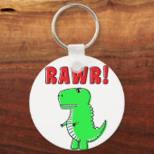 Schattigee en boze groene Cartoon T-Rex dinosaurus Sleutelhanger (Achterkant)