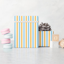Schattigee en chique warme gele en baby blauwe str cadeaupapier