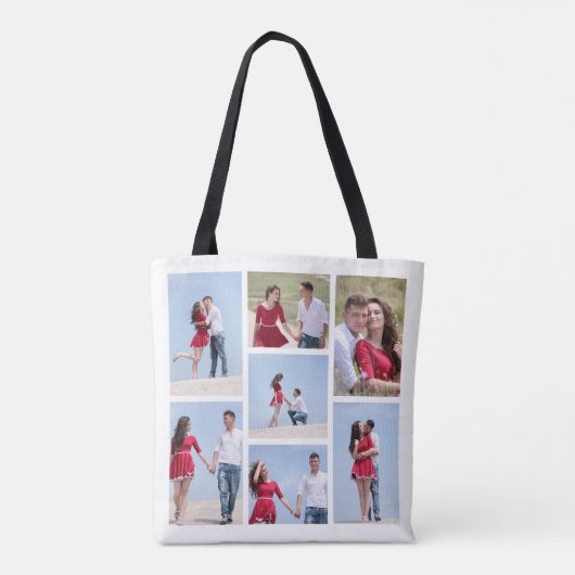 Schattigee en chique zeven foto collage Canvas tas (Achterkant)