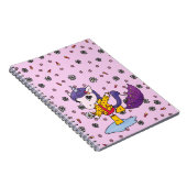 Schattigee en eenvoudige roze bloemeneenhoorn in r notitieboek (Rechterzijde)