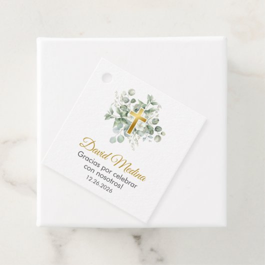 Schattigee en Elegante Doop Waterverf Groene blade Bedankjes Labels (In situ)