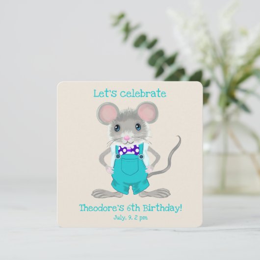 Schattigee en elegante kleine muis aangepaste Verj Kaart (Staand voorkant)