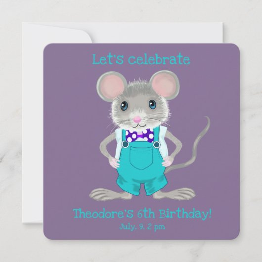 Schattigee en elegante kleine muis aangepaste Verj Kaart (Voorkant)