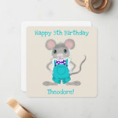 Schattigee en elegante kleine muis aangepaste Verj Notitiekaartje (Voorkant / Achterkant in situ)