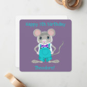 Schattigee en elegante kleine muis aangepaste Verj Notitiekaartje (Voorkant / Achterkant in situ)