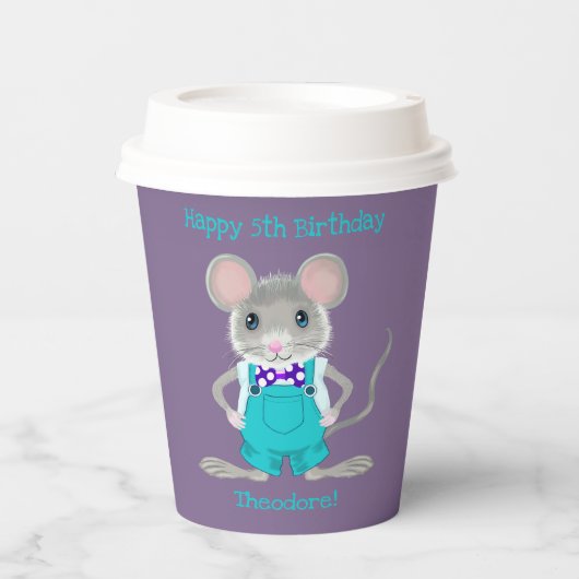 Schattigee en elegante kleine muis aangepaste Verj Papieren Bekers (Voorkant)