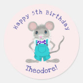 Schattigee en elegante kleine muis aangepaste Verj Ronde Sticker (Voorkant)