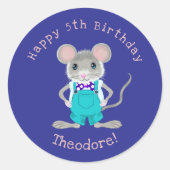 Schattigee en elegante kleine muis aangepaste Verj Ronde Sticker (Voorkant)