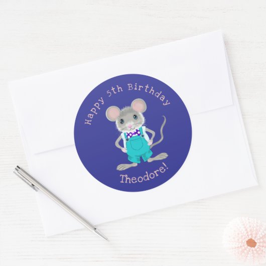 Schattigee en elegante kleine muis aangepaste Verj Ronde Sticker (Envelop)