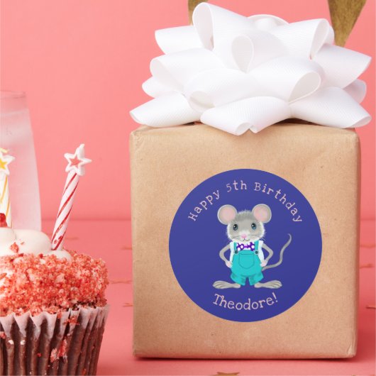 Schattigee en elegante kleine muis aangepaste Verj Ronde Sticker (Feest)