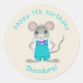 Schattigee en elegante kleine muis aangepaste Verj Ronde Sticker (Voorkant)