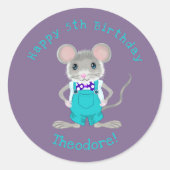 Schattigee en elegante kleine muis aangepaste Verj Ronde Sticker (Voorkant)