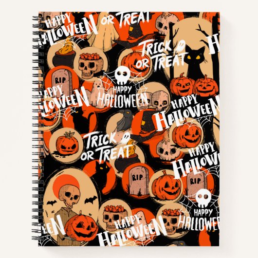 Schattigee en enge Halloween Spooky vibes Notitieboek (Voorkant)