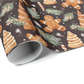 Schattigee en feestelijke peperkoek kerst cadeaupapier (Rol Hoek)
