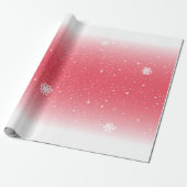 Schattigee en feestelijke sneeuwvlok Gradient Rood Cadeaupapier (Uitgerold)