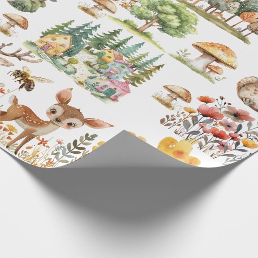 Schattigee en frisse Waterverf Woodland Alle leeft Cadeaupapier (Hoek)