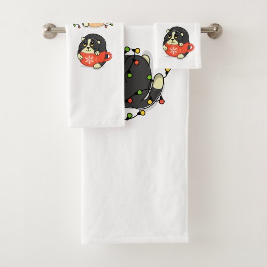 Schattigee en Funny Christmas Cats Bad Handdoek (Insitu)