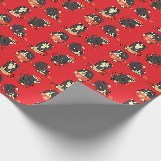 Schattigee en Funny Christmas Cats Cadeaupapier (Hoek)