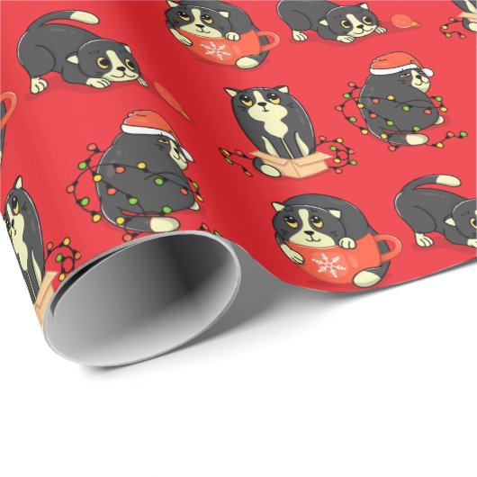 Schattigee en Funny Christmas Cats Cadeaupapier (Rol Hoek)
