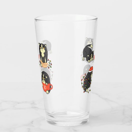 Schattigee en Funny Christmas Cats Glas (Rechts)