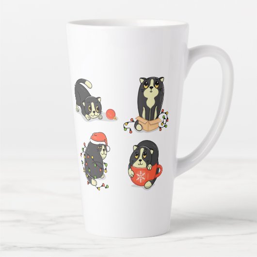 Schattigee en Funny Christmas Cats Latte Mok (Rechts)