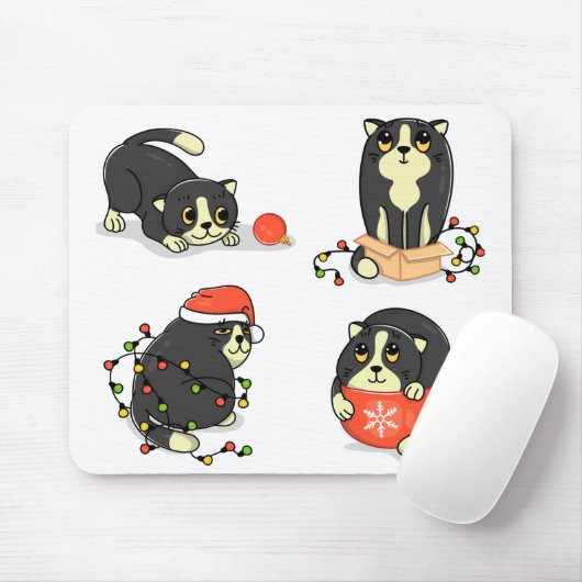 Schattigee en Funny Christmas Cats Muismat (Met muis)