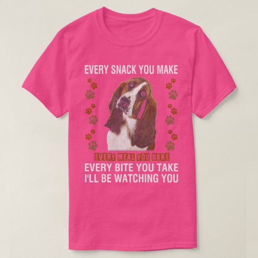 Schattigee en gekrulde basset zal je T-shirt volge (Design voorkant)