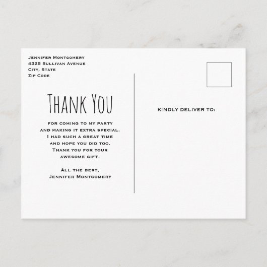 Schattigee en Gelukkige Blauw-Groene Kwallen Dank Briefkaart (Achterkant)