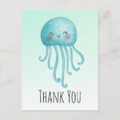 Schattigee en Gelukkige Blauw-Groene Kwallen Dank  Briefkaart (Voorkant)