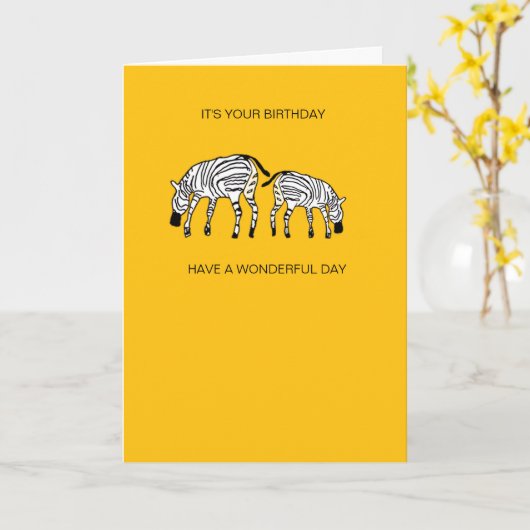Schattigee en gelukkige Keniaanse Zebras Verjaarda Kaart (Gele Bloem)